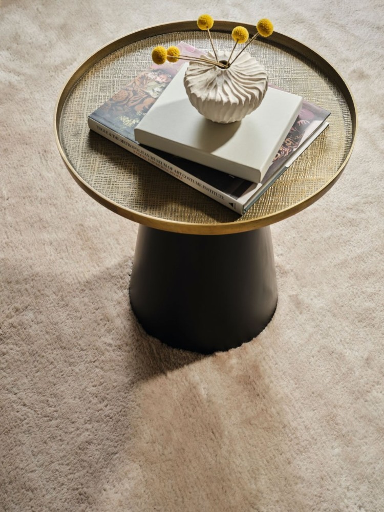 Textured Mohair Tan Round